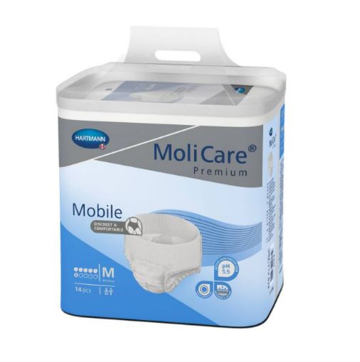 Slika Molicare Premium Mobile 6 kapljic M - mobilne hlačke, 14 kos