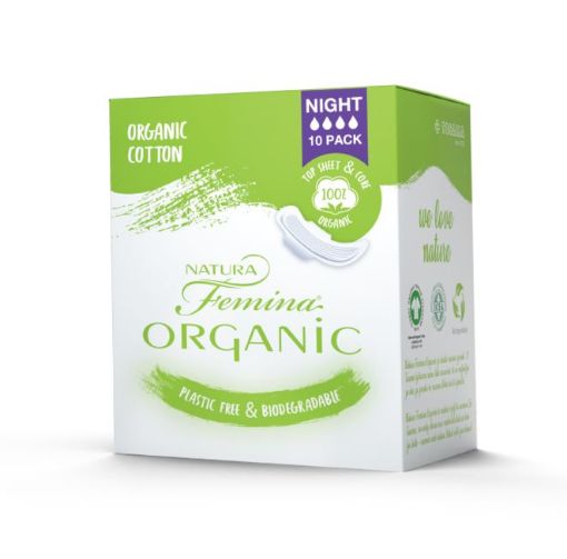 Slika Natura Femina Organic nočni organski bombažni vložki, 10 kos