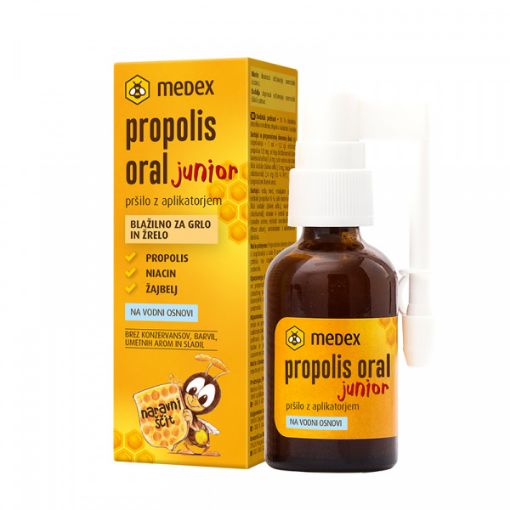 Slika Medex propolis oral junior na vodni osnovi, pršilo z aplikatorjem, 30ml