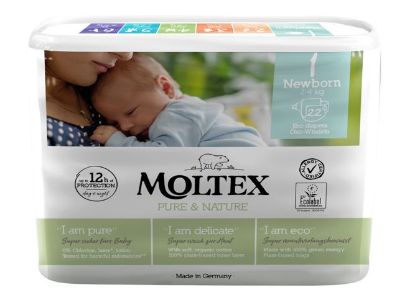 Slika Moltex Pure & Nature  1 new born otroške pleničke 2-4 kg, 22 kos