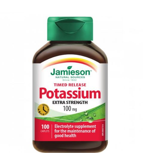Slika Jamieson Premium Kalij 100 mg, 100 tablet s podaljšanim sproščanjem 6-8 ur