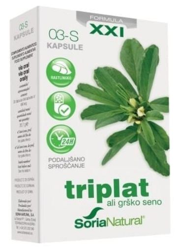Slika Soria Natural triplat grško seno XXI kapsule s podaljšanim sproščanjem, 30 kapsul