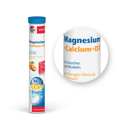 Slika Doppelherz Aktiv Magnezij + Kalcij + D3, šumeče tablete, 15 tablet