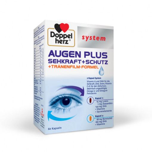Slika Doppelherz System Augen Plus moč vida + zaščita, 60 kapsul