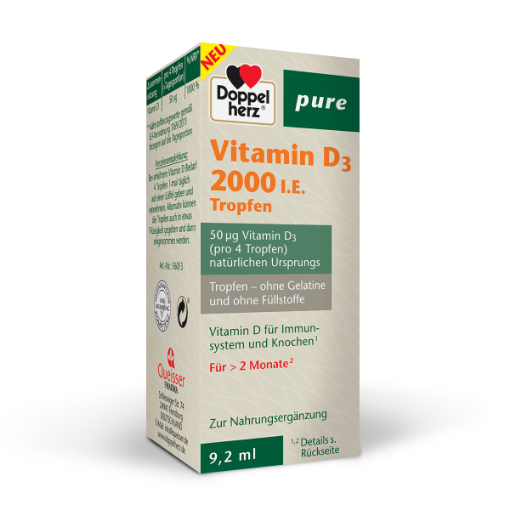 Slika Doppelherz PURE Vitamin D3 2000 I.E. – kapljice, 9,2 ml
